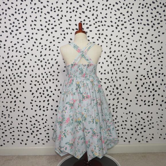 The Prairie by Rachel Ashwell Blue Floral Print Girls Handkerchief Dress - Picture 3 of 6